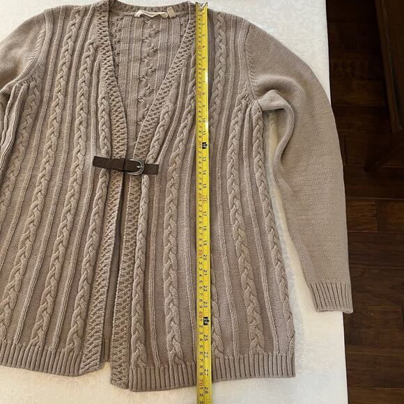 Soft Surroundings Wren Cable Knit Cardigan Small Sweater Buckle Heavy Wool Blend - Picture 5 of 10